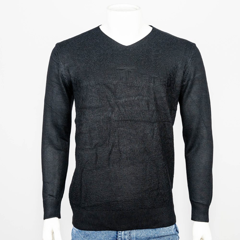 V-Neck Warm Sweater For Men-Black 1