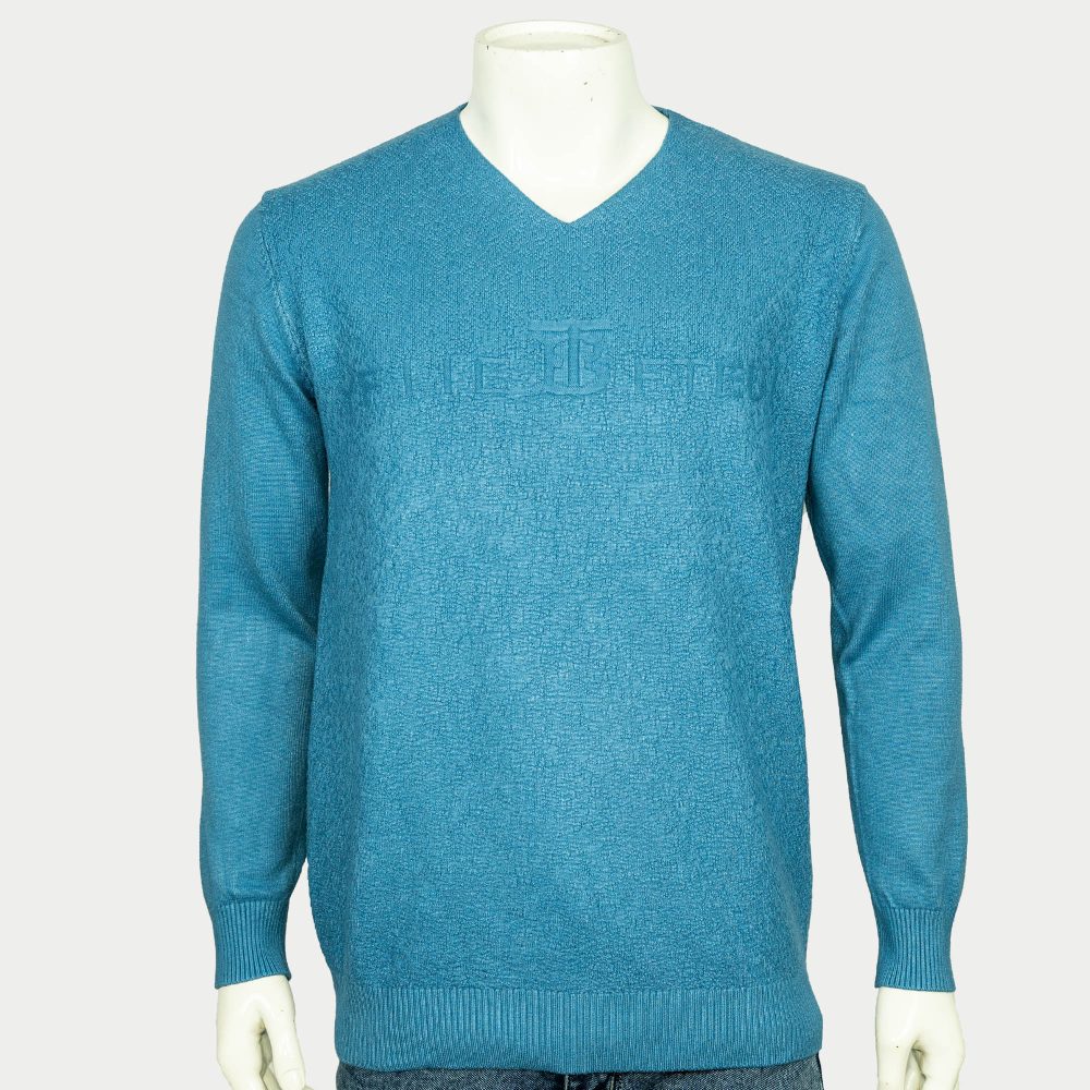 V-Neck Warm Sweater For Men-Sky Blue 1