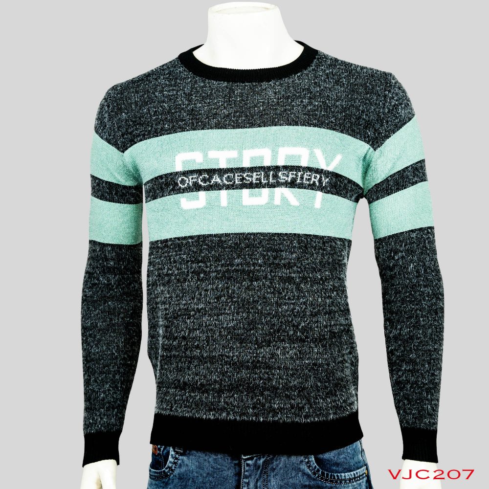 (VJC207) Round Neck Warm Sweater For Men Winter Season-Green 1