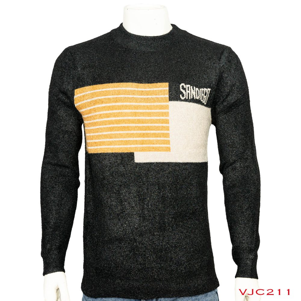 (VJC211) Round Neck Warm Sweater For Men Winter Season-Black 1